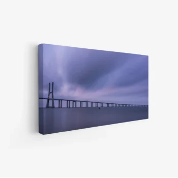 لوحة جسر - مشهد مائي - ألوان بنفسجية - هادئ - لوحات مناظر طبيعية - لوحات كانفاس