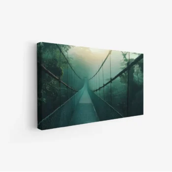 لوحة جسر معلق - مشهد طبيعي - ضبابي - هادئ - لوحات طبيعة - لوحات كانفاس