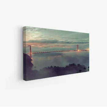 لوحة جسر - جسر معلق - سماء ضبابية - هادئ - لوحات مناظر طبيعية - لوحات كانفاس