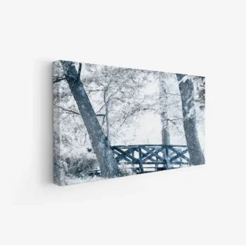 لوحة طبيعة هادئة - جسر خشبي - ألوان رمادية - هادئ - لوحات طبيعة - لوحات كانفاس
