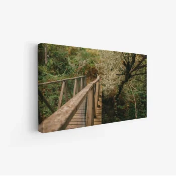 لوحة طبيعة هادئة - جسر خشبي - ألوان خضراء - هادئ - لوحات طبيعة - لوحات كانفاس