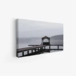 لوحة طبيعة هادئة - رصيف خشبي - ضباب خفيف - هادئ - لوحات طبيعة - لوحات كانفاس