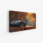 لوحة سيارات - سيارة رياضية - أوراق شجر ملونة - دافئ - لوحات فن عصري - لوحات كانفاس