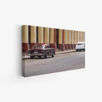 لوحة شوارع - سيارات كلاسيكية - ألوان دافئة - هادئ - لوحات فن عصري - لوحات كانفاس