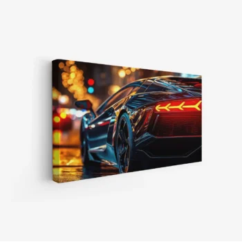 لوحة سيارات - سيارة رياضية - أضواء المدينة - ديناميكي - لوحات فن عصري - لوحات كانفاس