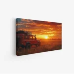 لوحة طبيعة هادئة - سيارة في غروب الشمس - ألوان دافئة - هادئ - لوحات طبيعة - لوحات كانفاس