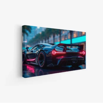 لوحة سيارات - سيارة رياضية - أضواء ملونة - عصرية - لوحات فنية مودرن - لوحات كانفاس