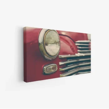 لوحة سيارات - سيارة حمراء قديمة - تفاصيل معدنية لامعة - كلاسيكي - لوحات فنية مودرن - لوحات كانفاس