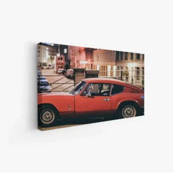 لوحة سيارات - سيارة حمراء - أضواء المدينة - حضري - لوحات فنية مودرن - لوحات كانفاس