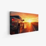 لوحة سيارات - شاحنة على الطريق - غروب الشمس - دافئ - لوحات فنية مودرن - لوحات كانفاس