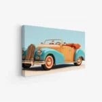 لوحة سيارات كلاسيكية - سيارة مكشوفة زرقاء - خلفية سماء زرقاء - مشمس - لوحات فنية مودرن - لوحات كانفاس