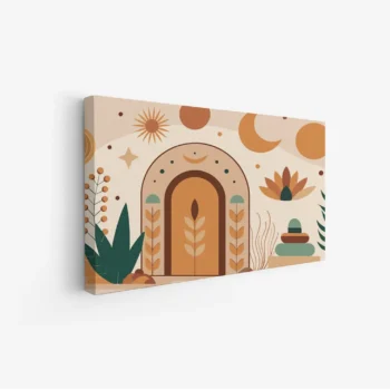 لوحة طبيعة هادئة - مدخل مزخرف - ألوان دافئة - هادئ - لوحات فن عصري - لوحات كانفاس تجريدية