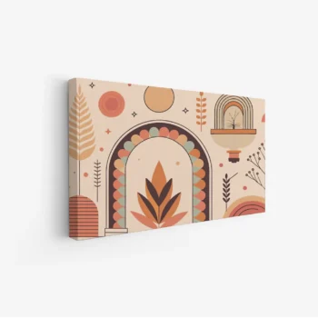 لوحة طبيعة هادئة - أشكال هندسية - ألوان دافئة - مبهج - لوحات فن عصري - لوحات كانفاس تجريدية