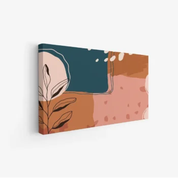لوحة طبيعة هادئة - أوراق ونقوش - ألوان دافئة - هادئ - لوحات فن عصري - لوحات كانفاس تجريدية