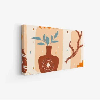 لوحة فخارية - وعاء مزخرف - ألوان دافئة - مريح - لوحات فن عصري - لوحات كانفاس تجريدية