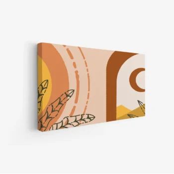 لوحة طبيعة هادئة - عناصر هندسية - ألوان دافئة - مريح - لوحات فن عصري - لوحات كانفاس تجريدية