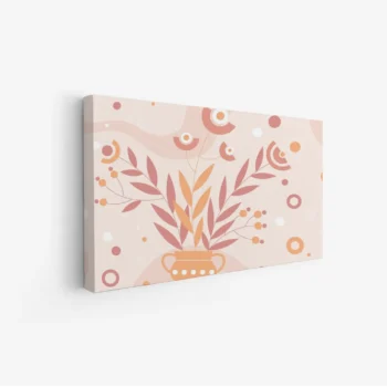 لوحة زهور - وعاء مزهر - ألوان دافئة - مبهج - لوحات فن عصري - لوحات كانفاس تجريدية