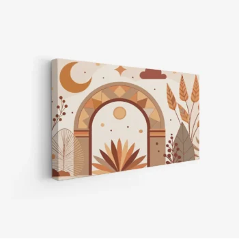 لوحة طبيعة هادئة - عناصر هندسية - ألوان دافئة - مريح - لوحات فن عصري - لوحات كانفاس تجريدية