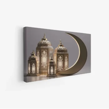 لوحة كانفاس رمضان | ديكور روحاني أنيق للبيت - لوحة رمضانية على كانفاس - لمسة إيمانية للمجلس والصالة لوحات كانفاس رمضانية فخمة - هدية رمضان مثالية