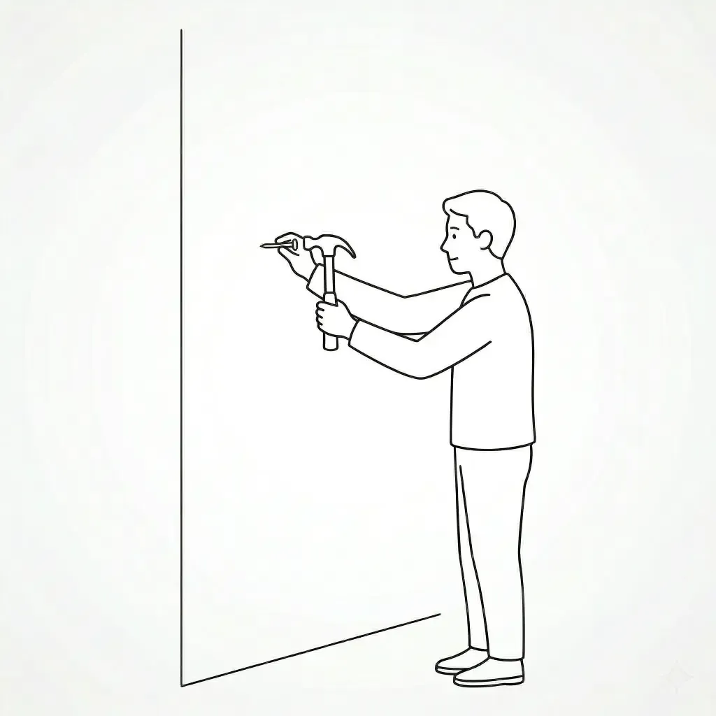 تثبيت المسمار في الجدار