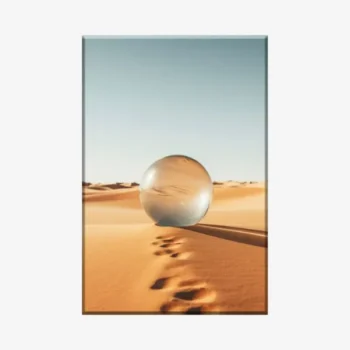 لوحة طبيعة هادئة - كرة زجاجية - رمال صفراء - مشمس - لوحات طبيعة - لوحات كانفاس