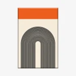 لوحة فن عصري - قوس هندسي - ألوان دافئة - عصري - لوحات جدارية - لوحات كانفاس