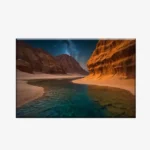 لوحة طبيعة هادئة - وادٍ ضيق - ألوان دافئة - ليلي - لوحات طبيعة - لوحات كانفاس