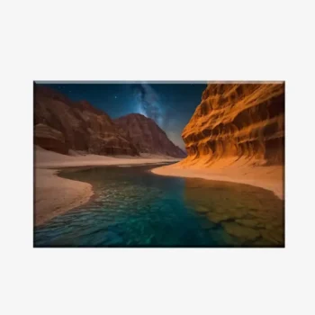 لوحة طبيعة هادئة - وادٍ ضيق - ألوان دافئة - ليلي - لوحات طبيعة - لوحات كانفاس